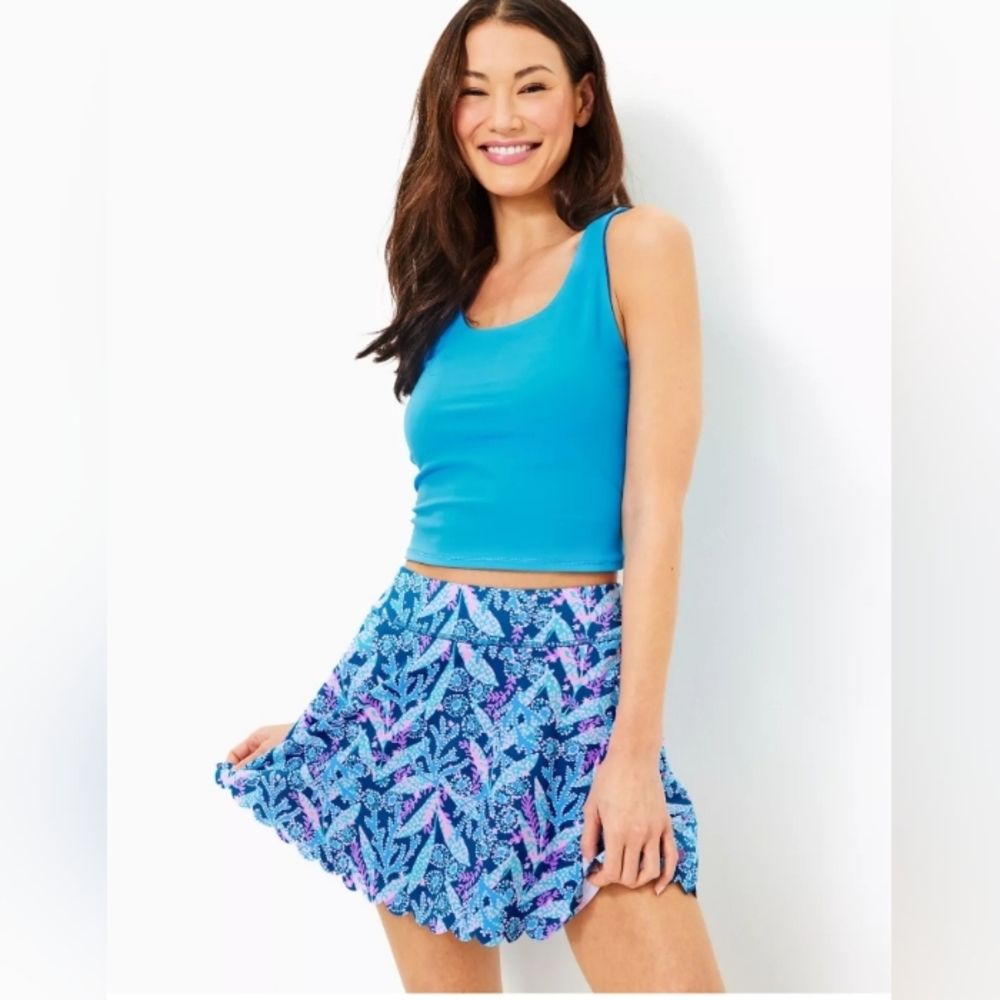 NWT $108 Lilly Pulitzer XL Aila Scallop Skort In Barton Blue Star Gazing
